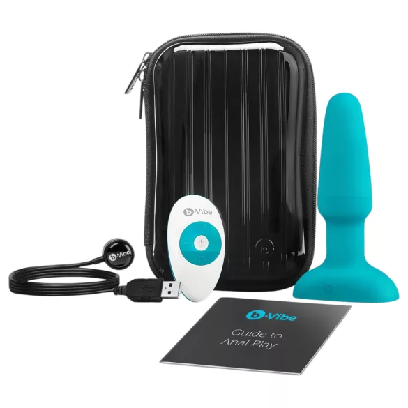b-Vibe - roterande analvibrator med pärlor - uppladdningsbar - turkos