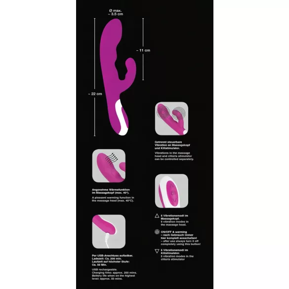 Javida - klitorisstimulator vibrator - värmande funktion - rosa
