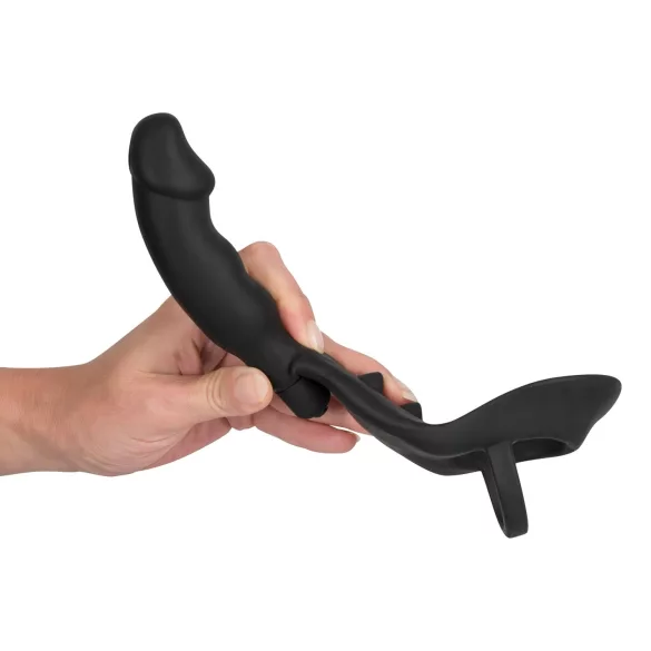 Black Velvets - analvibrator med penisring och pungvibrator - svart