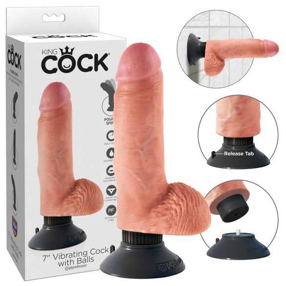 King Cock 7 sugproppsvibrator (18 cm) - naturfärgad