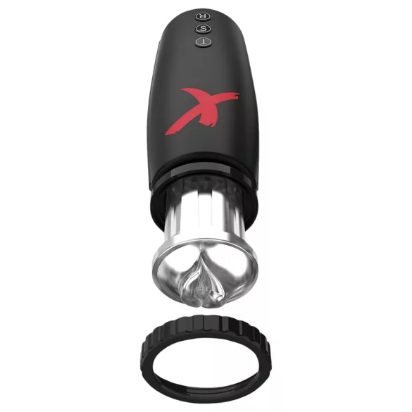 PDX Moto Bator - automatisk masturbator med sugande rörliga läppar - svart