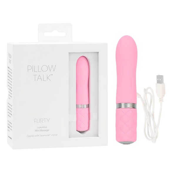 Pillow Talk Flirty - stavvibrator med uppladdningsbart batteri - rosa