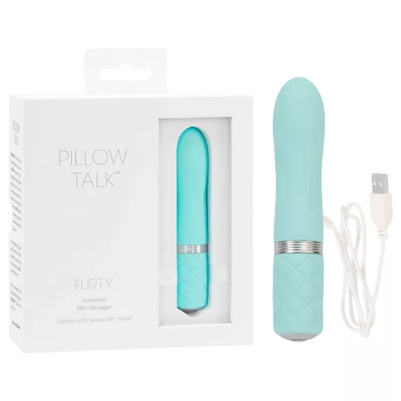 Pillow Talk Flirty - uppladdningsbar stavvibrator (turkos)