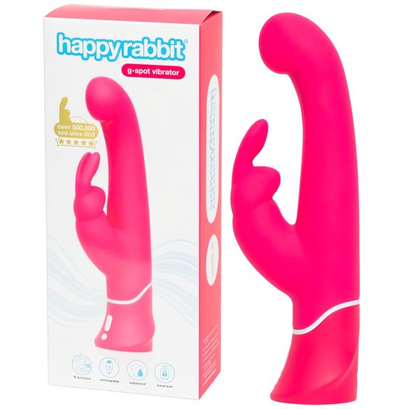 Happyrabbit - G-punkt vibrator med klitorisklämme - vattentät - rosa