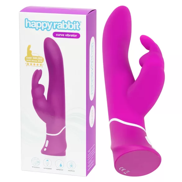 Happyrabbit Curve - vibrator med klitorisstimulator - vattentät - lila