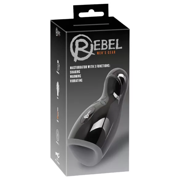 Rebel - masturbator med värme och vibration - upp och ner rörelse - svart