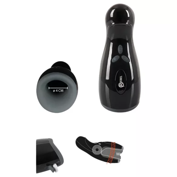 Rebel - masturbator med värme och vibration - upp och ner rörelse - svart