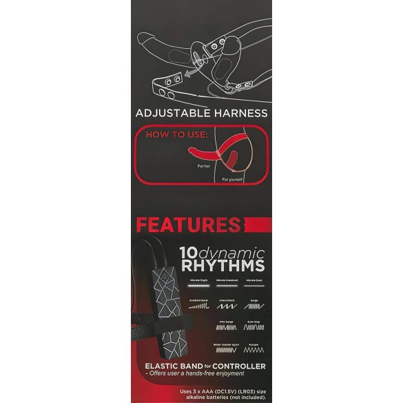 Double Thruster - strap-on dubbel vibrator - svart