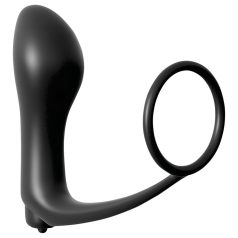 Analfantasy - analvibrator för finger med penisring - svart