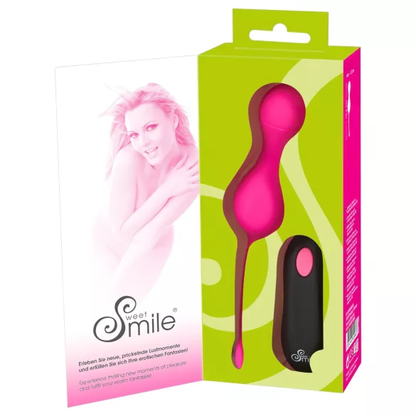 SMILE - vibrerande knipkulor med fjärrkontroll - uppladdningsbar - rosa