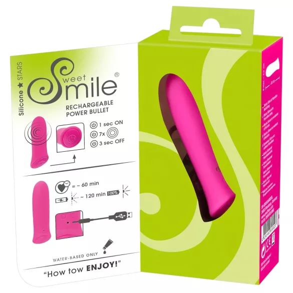SMILE Power Bullet - minivibrator med stark motor - uppladdningsbar - rosa