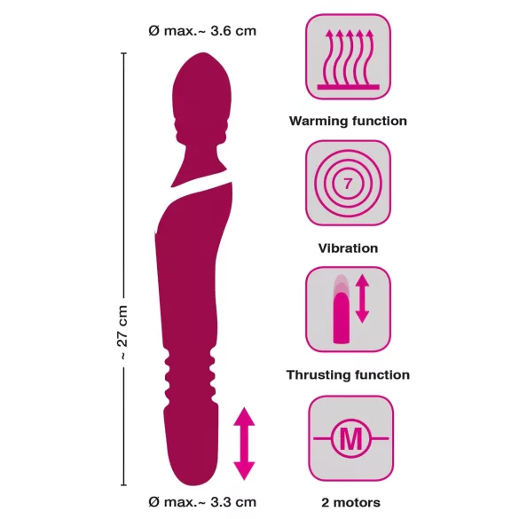 Javida Thrusting - 3‑i‑1 masserande vibrator (röd)