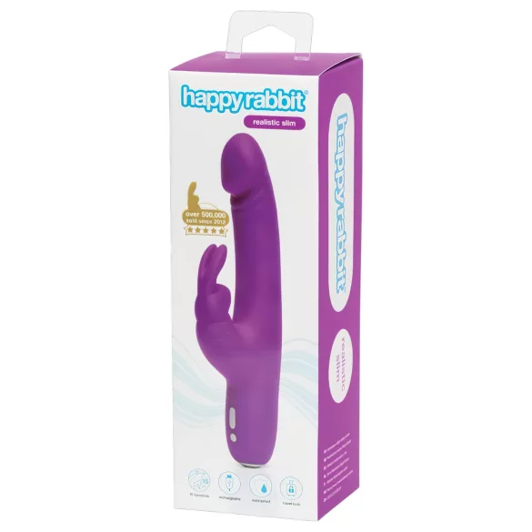 Happyrabbit - Rabbitvibrator med klitorisstimulator - uppladdningsbar lila