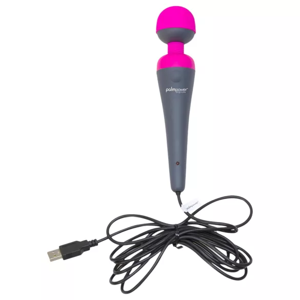 PalmPower - massagewand vibrator med powerbank - silikon rosa/grå
