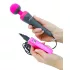PalmPower - massagewand vibrator med powerbank - silikon rosa/grå
