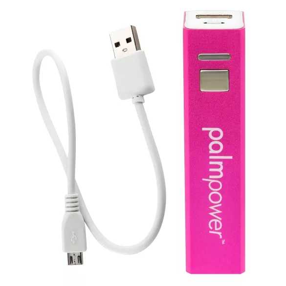 PalmPower - massagewand vibrator med powerbank - silikon rosa/grå