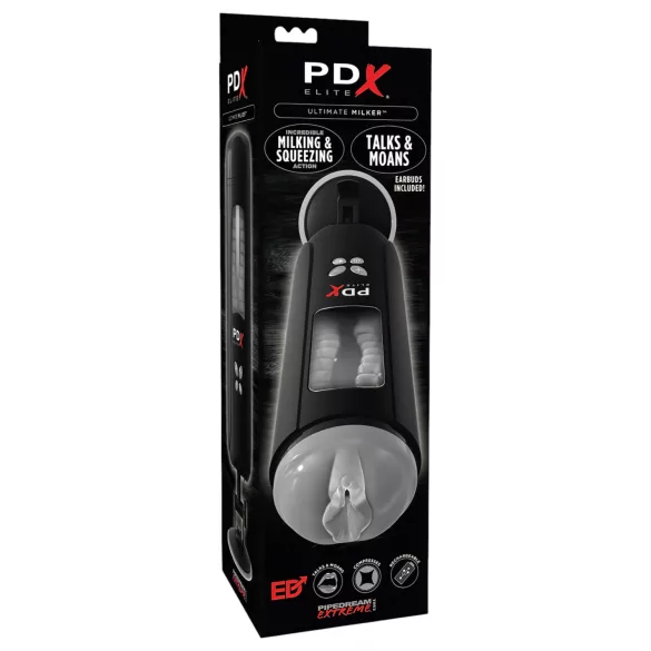 PDX Ultimate Milker - vakuummasturbator med vibration - svart