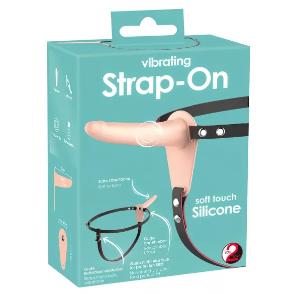 You2Toys - Strap-on vibrator - uppladdningsbar - hudfärgad