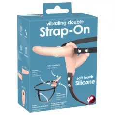   You2Toys - Strap-on - påspänningsbar dubbel vibrator (hudfärgad)