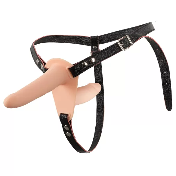 You2Toys - Strap-on - påspänningsbar dubbel vibrator (hudfärgad)