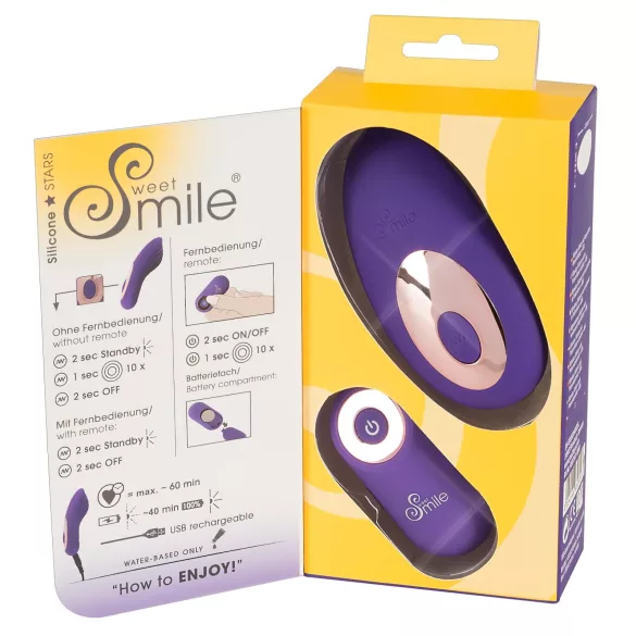 SMILE - trosvibrator med fjärrkontroll - uppladdningsbar - lila