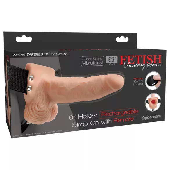 Pipedream - Fetish Strap-On 6 - påspänningsbar, ihålig vibrator (hudfärgad)