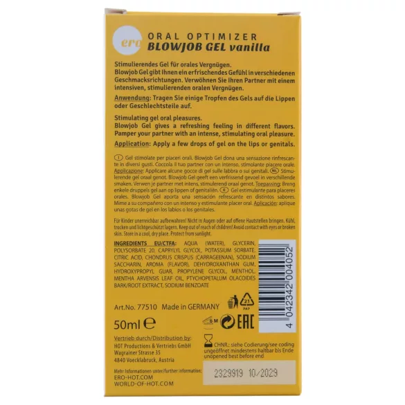 HOT - Blowjob Gel - oralt glidmedel - vanilj (50 ml)
