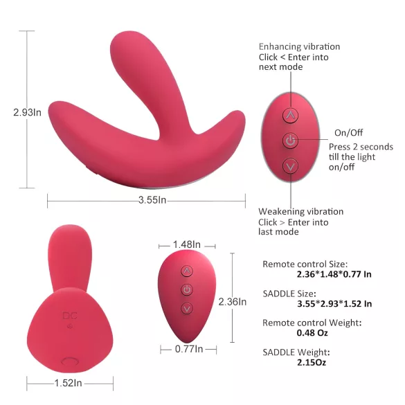 Cotoxo Saddle - prostatavibrator med fjärrkontroll - röd