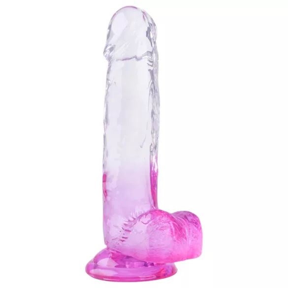 Sunfo - dildo med sugkopp och pung - 22cm - transparent lila