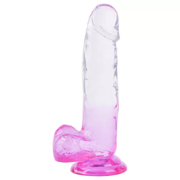 Sunfo - dildo med sugkopp och pung - 22cm - transparent lila