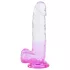 Sunfo - dildo med sugkopp och pung - 22cm - transparent lila