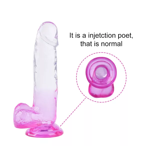 Sunfo - dildo med sugkopp och pung - 22cm - transparent lila