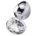 Sunfo - metall analplugg med vit sten - silver