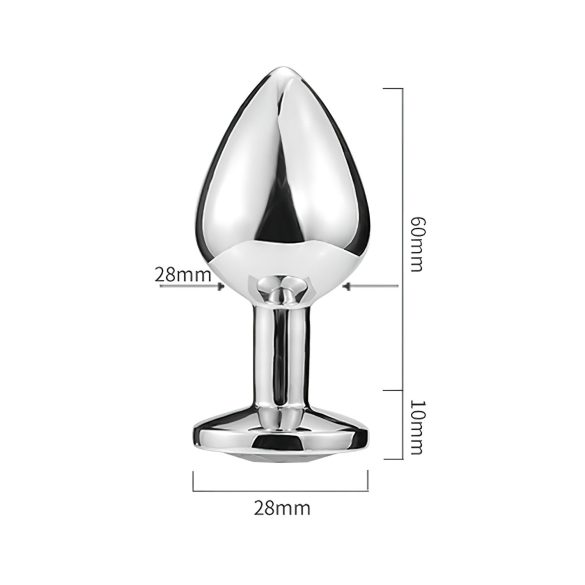 Sunfo - analplugg metall hjärtformad sten silver-vit