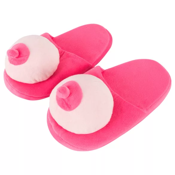 Plysch tofflor - bröstform - rosa