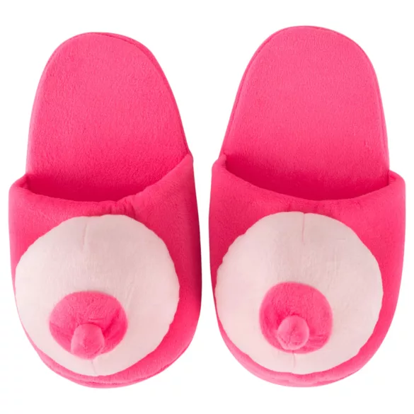 Plysch tofflor - bröstform - rosa