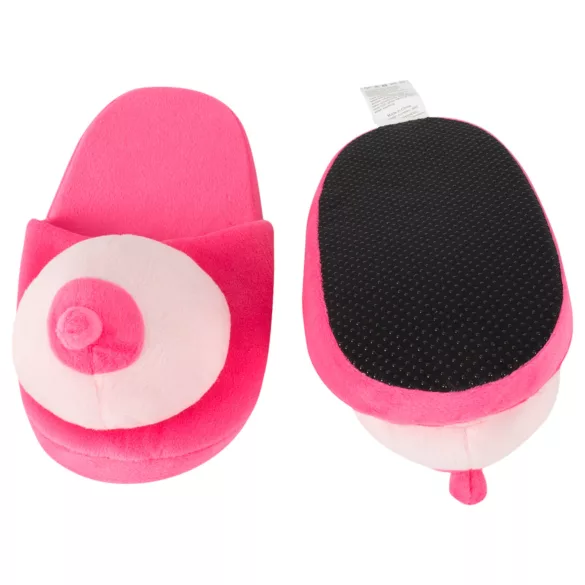 Plysch tofflor - bröstform - rosa