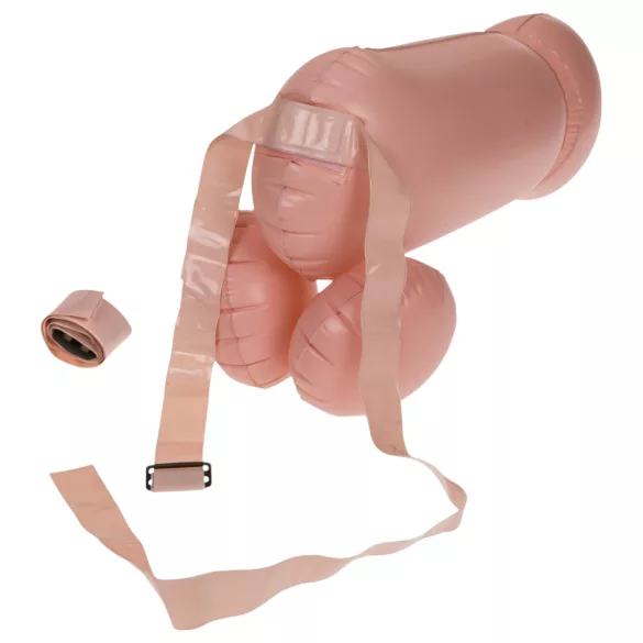 Cock Fighting - uppblåsbar strap-on-penis (hudfärgad)
