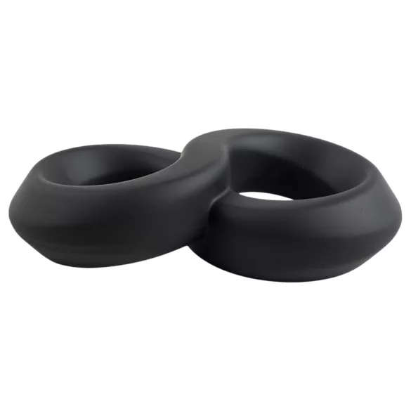 Pulselock Taur - dubbel penis- och pungring (svart) - 20 mm