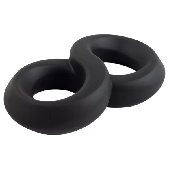 Pulselock Taur - dubbel penis- och pungring (svart) - 20 mm