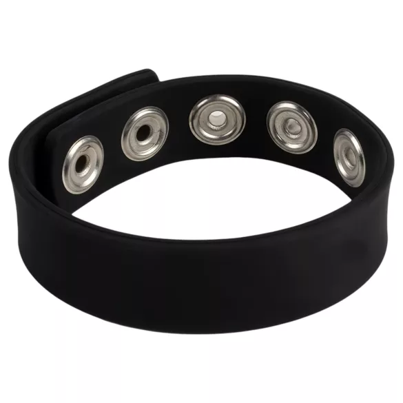Pulselock Forge - justerbar silikonpenisring med tryckknapp (svart) - 228 mm