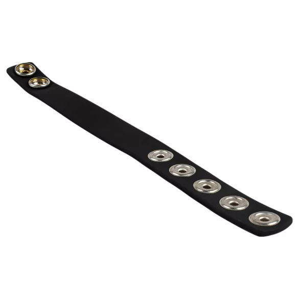 Pulselock Forge - justerbar silikonpenisring med tryckknapp (svart) - 228 mm