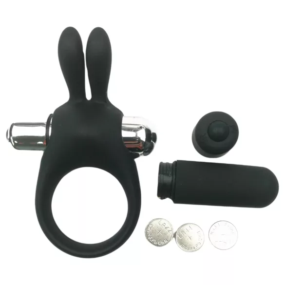 Pulselock Vantr - vibrerande kanin-penisring (svart) - 30 mm