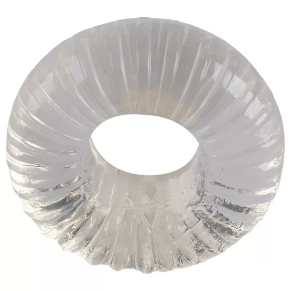 Pulselock Cocktura - räfflad penisring i TPE (transparent) - 19 mm