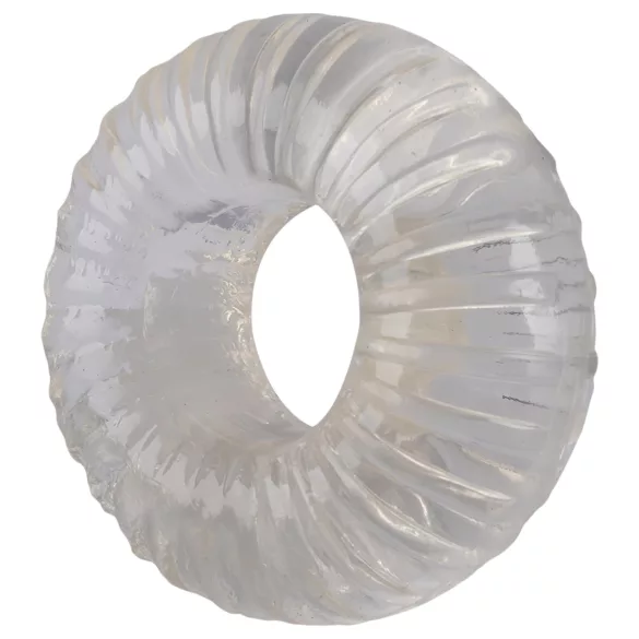 Pulselock Cocktura - räfflad penisring i TPE (transparent) - 19 mm