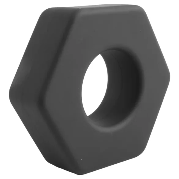 Pulselock Forge - penisring i silikon med mutterform (svart) - 22 mm
