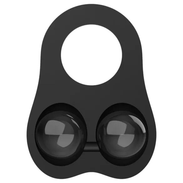 Pulselock Taur - silikon penis- och testikelring med glaskulor (svart)