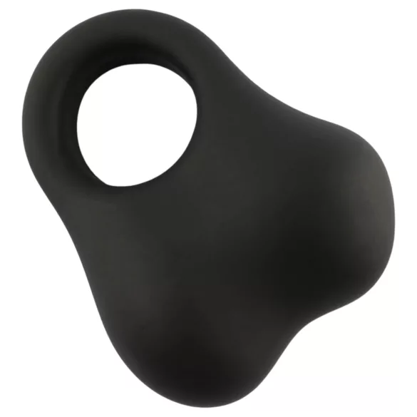 Pulselock Taur - silikon penis- och testikelring med glaskulor (svart)