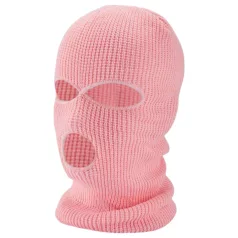 Balaclava - stickad oralmaske med 3 öppningar - rosa