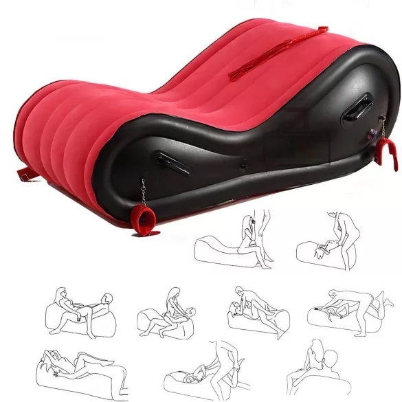Desirel Magic Pillow - Uppblåsbar BDSM-sexmöbel - med handbojor (röd)